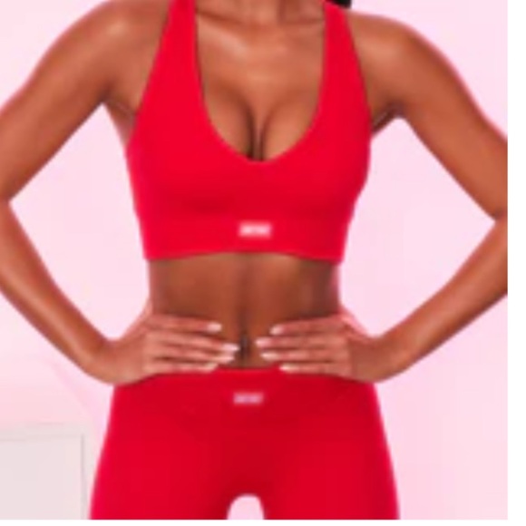 Bo + Tee Red Ribbed Sports Bra and Leggings Set - Picture 9 of 9